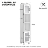 NNECW Tall Bathroom Storage Cabinet with 2 Open Shelves &amp 1 Adjustable Shelf-White