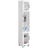 NNECW Tall Bathroom Storage Cabinet with 2 Open Shelves &amp 1 Adjustable Shelf-White