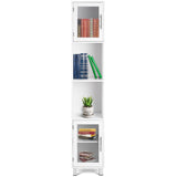 NNECW Tall Bathroom Storage Cabinet with 2 Open Shelves &amp 1 Adjustable Shelf-White