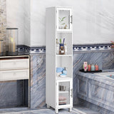 NNECW Tall Bathroom Storage Cabinet with 2 Open Shelves &amp 1 Adjustable Shelf-White