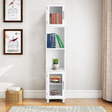 NNECW Tall Bathroom Storage Cabinet with 2 Open Shelves &amp 1 Adjustable Shelf-White