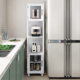 NNECW Tall Bathroom Storage Cabinet with 2 Open Shelves &amp 1 Adjustable Shelf-White