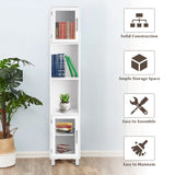 NNECW Tall Bathroom Storage Cabinet with 2 Open Shelves &amp 1 Adjustable Shelf-White