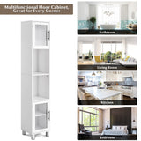 NNECW Tall Bathroom Storage Cabinet with 2 Open Shelves &amp 1 Adjustable Shelf-White