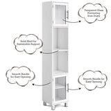 NNECW Tall Bathroom Storage Cabinet with 2 Open Shelves &amp 1 Adjustable Shelf-White