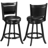 NNECW Accent Wooden Swivel Bar Height Stool for Dining Room-Black-61 cm