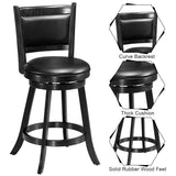 NNECW Accent Wooden Swivel Bar Height Stool for Dining Room-Black-61 cm