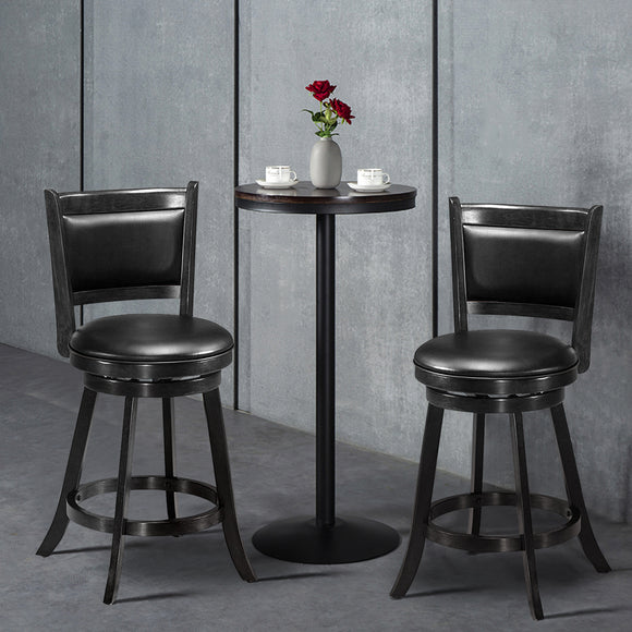 NNECW Accent Wooden Swivel Bar Height Stool for Dining Room-Black-61 cm
