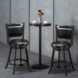 NNECW Accent Wooden Swivel Bar Height Stool for Dining Room-Black-61 cm