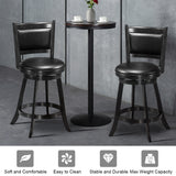 NNECW Accent Wooden Swivel Bar Height Stool for Dining Room-Black-61 cm