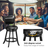 NNECW Accent Wooden Swivel Bar Height Stool for Dining Room-Black-61 cm
