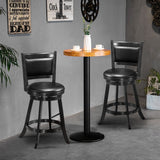 NNECW Accent Wooden Swivel Bar Height Stool for Dining Room-Black-61 cm