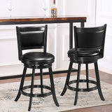 NNECW Accent Wooden Swivel Bar Height Stool for Dining Room-Black-61 cm