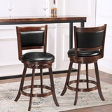 NNECW Accent Wooden Swivel Bar Height Stool for Dining Room-Brown-61 cm