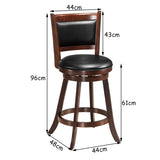 NNECW Accent Wooden Swivel Bar Height Stool for Dining Room-Brown-61 cm