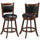 NNECW Accent Wooden Swivel Bar Height Stool for Dining Room-Brown-61 cm