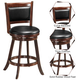 NNECW Accent Wooden Swivel Bar Height Stool for Dining Room-Brown-61 cm