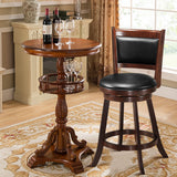 NNECW Accent Wooden Swivel Bar Height Stool for Dining Room-Brown-61 cm