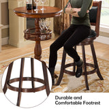 NNECW Accent Wooden Swivel Bar Height Stool for Dining Room-Brown-61 cm