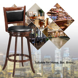 NNECW Accent Wooden Swivel Bar Height Stool for Dining Room-Brown-74 cm