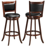 NNECW Accent Wooden Swivel Bar Height Stool for Dining Room-Brown-74 cm