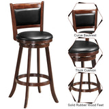 NNECW Accent Wooden Swivel Bar Height Stool for Dining Room-Brown-74 cm