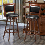 NNECW Accent Wooden Swivel Bar Height Stool for Dining Room-Brown-74 cm