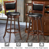 NNECW Accent Wooden Swivel Bar Height Stool for Dining Room-Brown-74 cm