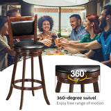 NNECW Accent Wooden Swivel Bar Height Stool for Dining Room-Brown-74 cm