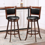 NNECW Accent Wooden Swivel Bar Height Stool for Dining Room-Brown-74 cm