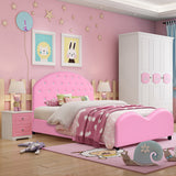 NNECW Kids Twin Bed Frame Upholstered Platform Wooden Princess Bed Bedroom Furniture