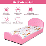NNECW Kids Twin Bed Frame Upholstered Platform Wooden Princess Bed Bedroom Furniture