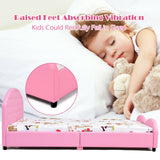 NNECW Kids Twin Bed Frame Upholstered Platform Wooden Princess Bed Bedroom Furniture