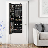 NNECW Lockable LED Mirror Jewelry Cabinet with Full Screen Mirror for Bedroom-Black