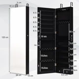 NNECW Lockable LED Mirror Jewelry Cabinet with Full Screen Mirror for Bedroom-Black