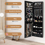 NNECW Lockable LED Mirror Jewelry Cabinet with Full Screen Mirror for Bedroom-Black