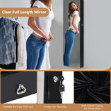 NNECW Lockable LED Mirror Jewelry Cabinet with Full Screen Mirror for Bedroom-Black