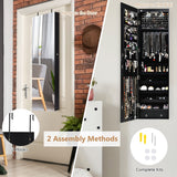 NNECW Lockable LED Mirror Jewelry Cabinet with Full Screen Mirror for Bedroom-Black