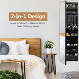 NNECW Lockable LED Mirror Jewelry Cabinet with Full Screen Mirror for Bedroom-Black