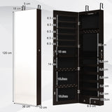 NNECW Lockable LED Mirror Jewelry Cabinet with Full Screen Mirror for Bedroom-Coffee
