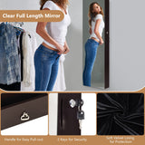 NNECW Lockable LED Mirror Jewelry Cabinet with Full Screen Mirror for Bedroom-Coffee
