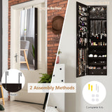 NNECW Lockable LED Mirror Jewelry Cabinet with Full Screen Mirror for Bedroom-Coffee