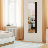 NNECW Lockable LED Mirror Jewelry Cabinet with Full Screen Mirror for Bedroom-Coffee