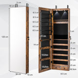 NNECW Lockable LED Mirror Jewelry Cabinet with Full Screen Mirror for Bedroom-Brown