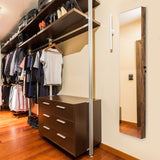 NNECW Lockable LED Mirror Jewelry Cabinet with Full Screen Mirror for Bedroom-Brown