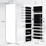 NNECW Lockable LED Mirror Jewelry Cabinet with Full Screen Mirror for Bedroom-White