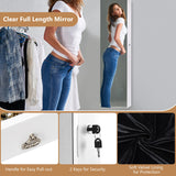 NNECW Lockable LED Mirror Jewelry Cabinet with Full Screen Mirror for Bedroom-White