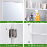 NNECW Mirror Cabinet with Wall Mounted for Bathroom/Kitchen-White