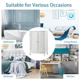 NNECW Floor Storage Cabinet with Double Door and Shelf for Bathroom