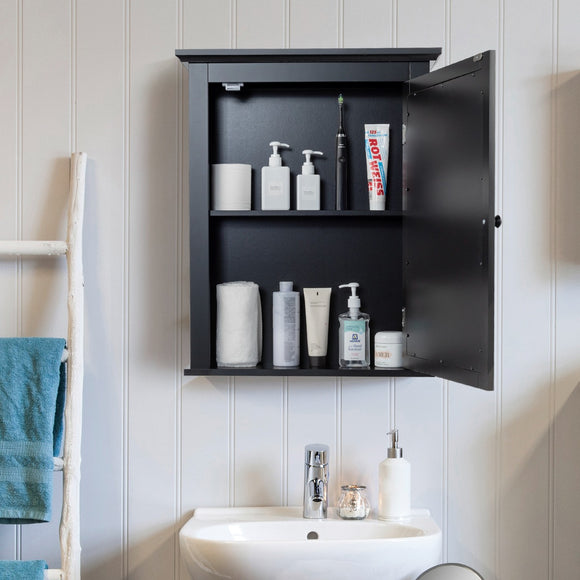 NNECW Cabinet with Height-adjustable Shelf for Bathroom/Hallway-Black